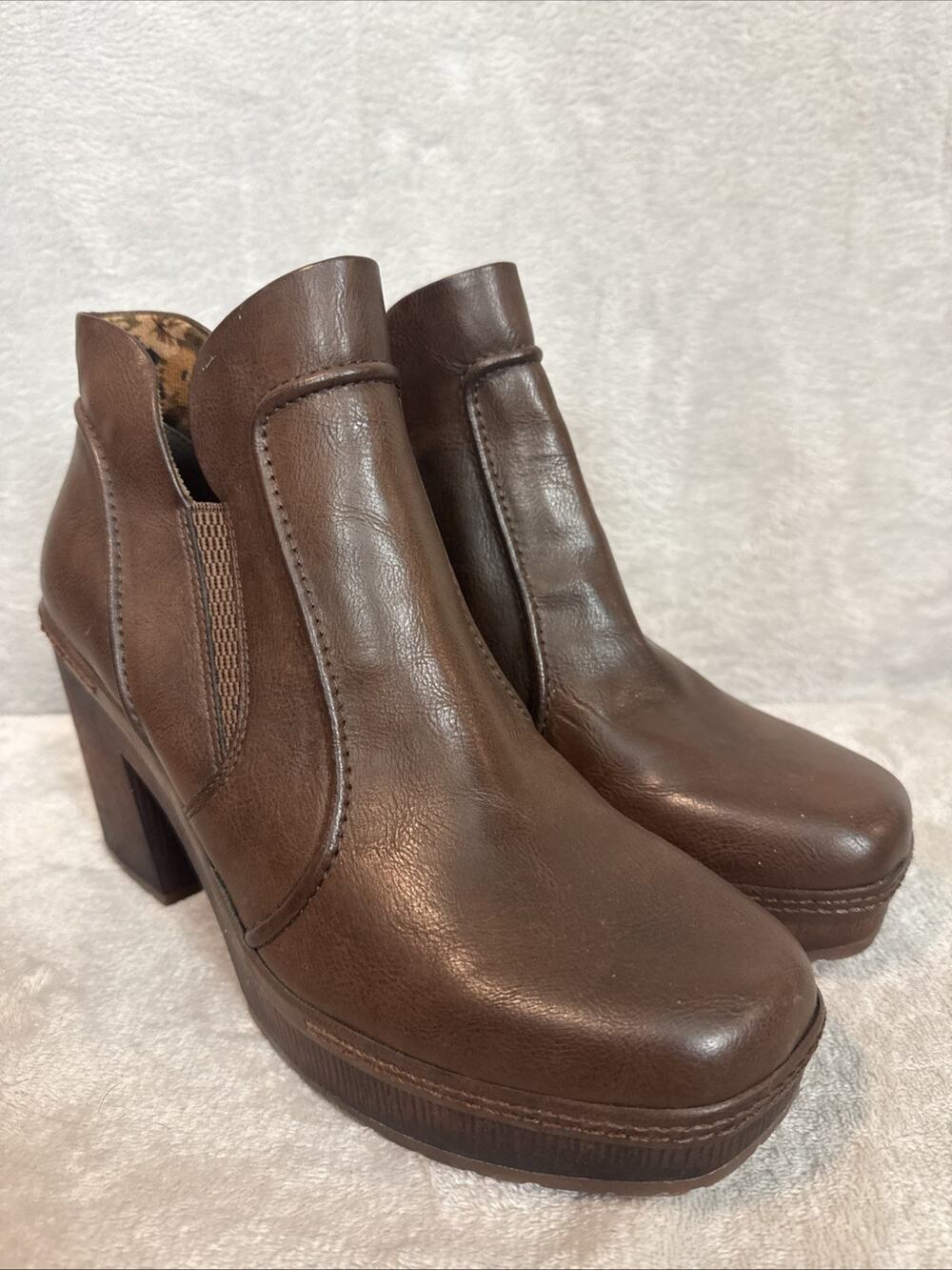 Korks Ease Women's Festival Platform Ankle Chunk Heel Boots Shoes Boho 9.5